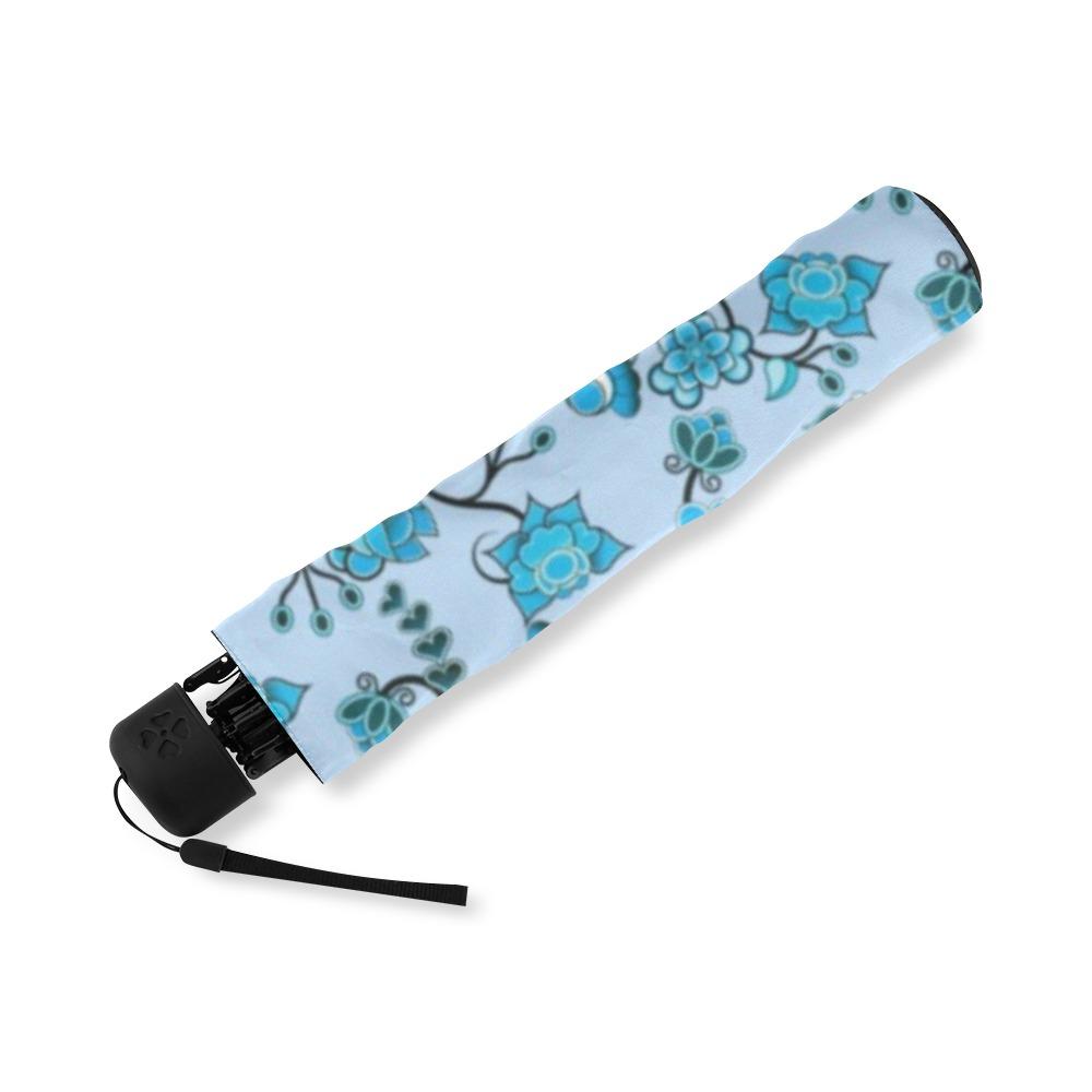 Blue Floral Amour Foldable Umbrella (Model U01) Foldable Umbrella e-joyer