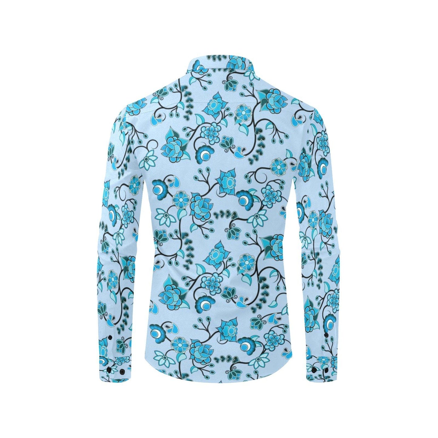 Blue Floral Amour Men's All Over Print Casual Dress Shirt (Model T61) Men's Dress Shirt (T61) e-joyer