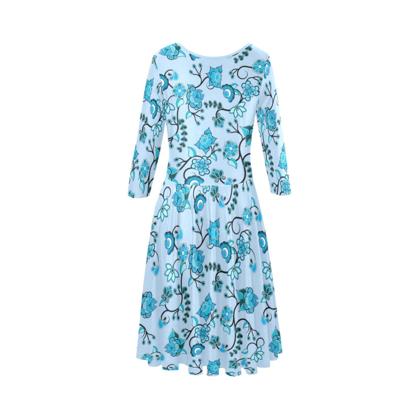 Blue Floral Amour Tethys Half-Sleeve Skater Dress(Model D20) Tethys Half-Sleeve Skater Dress (D20) e-joyer