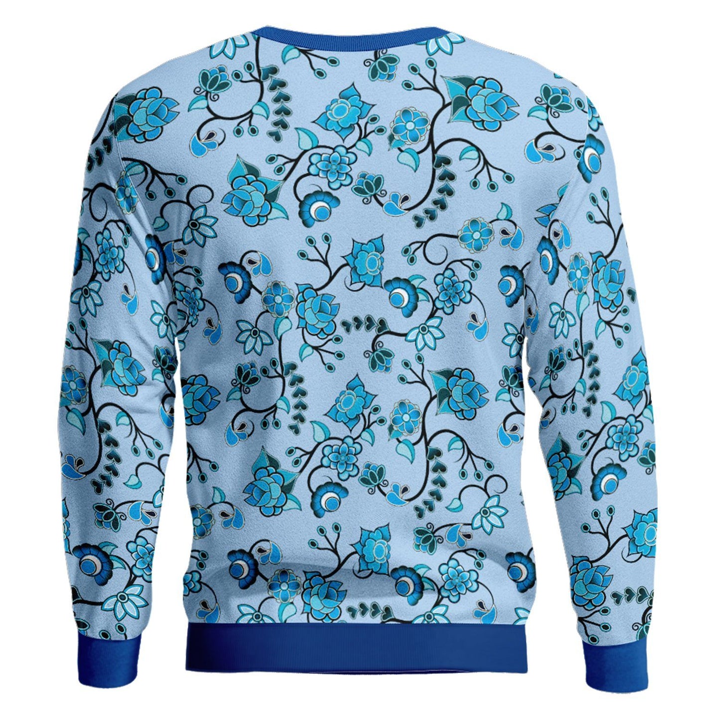 Blue Floral Amour Unisex Crewneck Long Sleeve Top 49 Dzine