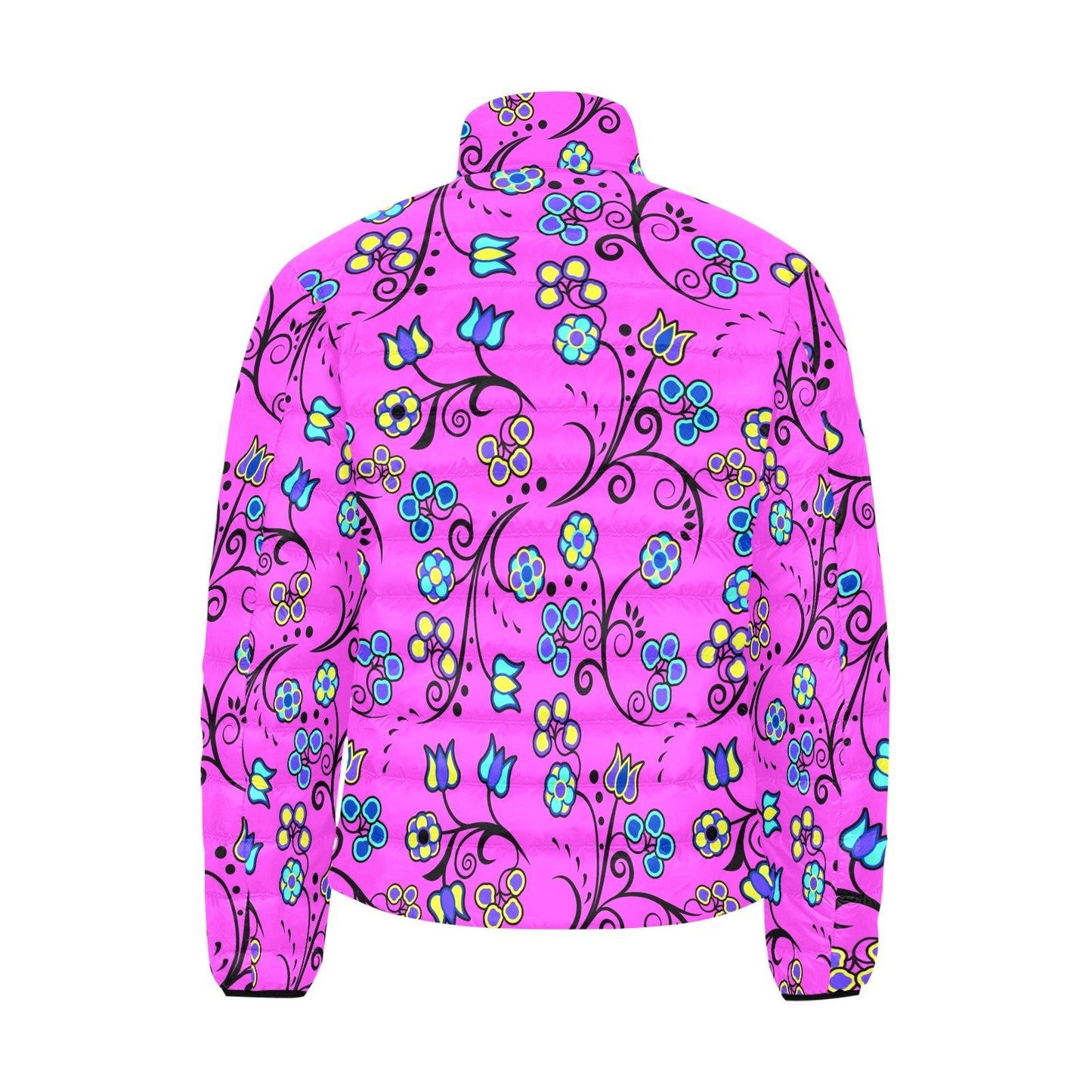 Blue Trio Bubblegum Men's Stand Collar Padded Jacket (Model H41) Men's Stand Collar Padded Jacket (H41) e-joyer