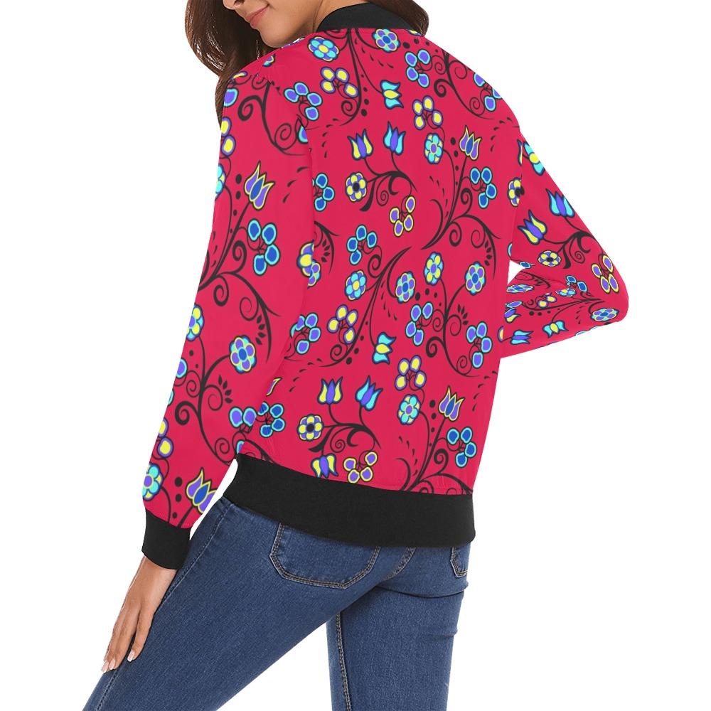 Blue Trio Cardinal All Over Print Bomber Jacket for Women (Model H19) Jacket e-joyer