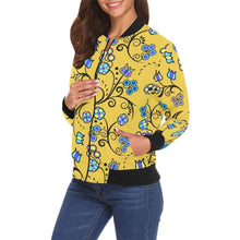 Load image into Gallery viewer, Blue Trio Tuscan All Over Print Bomber Jacket for Women (Model H19) Jacket e-joyer 
