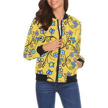 Load image into Gallery viewer, Blue Trio Tuscan All Over Print Bomber Jacket for Women (Model H19) Jacket e-joyer 
