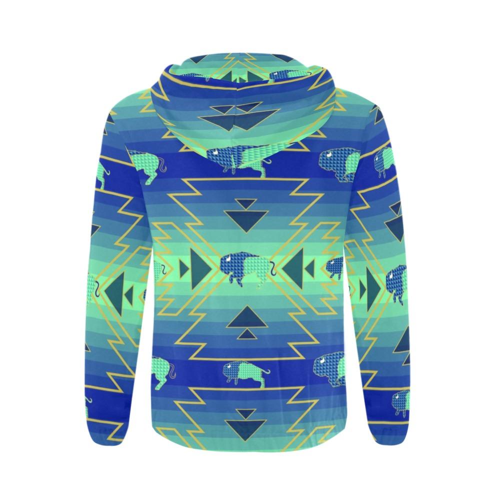 Buffalo Run All Over Print Full Zip Hoodie for Men (Model H14) hoodie e-joyer
