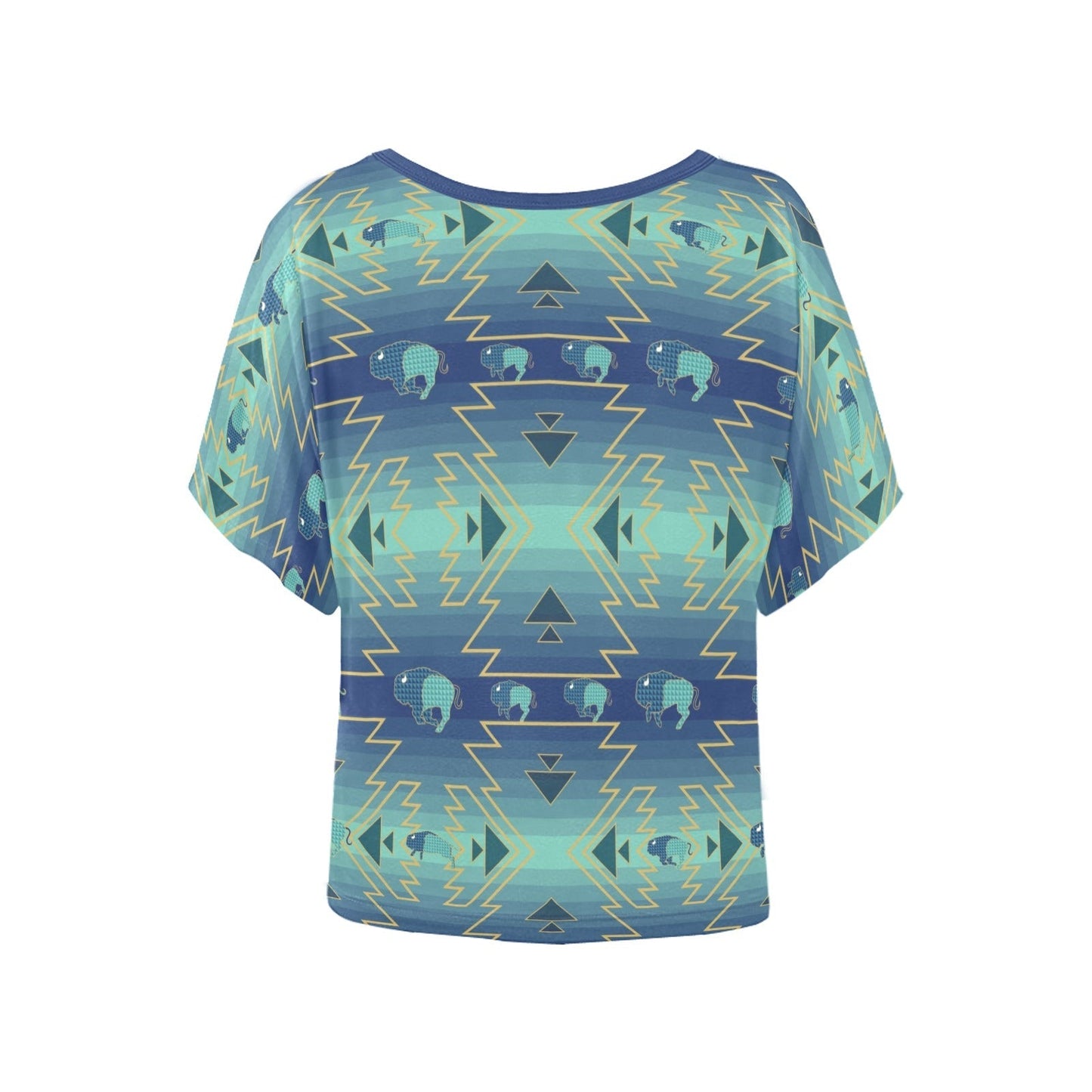 Buffalo Run Women's Batwing-Sleeved Blouse T shirt (Model T44) Women's Batwing-Sleeved Blouse T shirt (T44) e-joyer