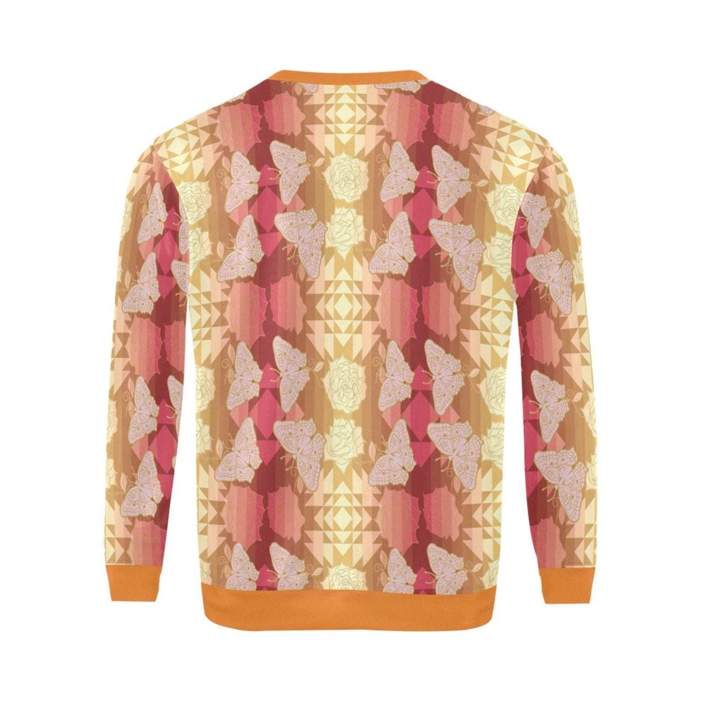 Butterfly and Roses on Geometric All Over Print Crewneck Sweatshirt for Men (Model H18) shirt e-joyer