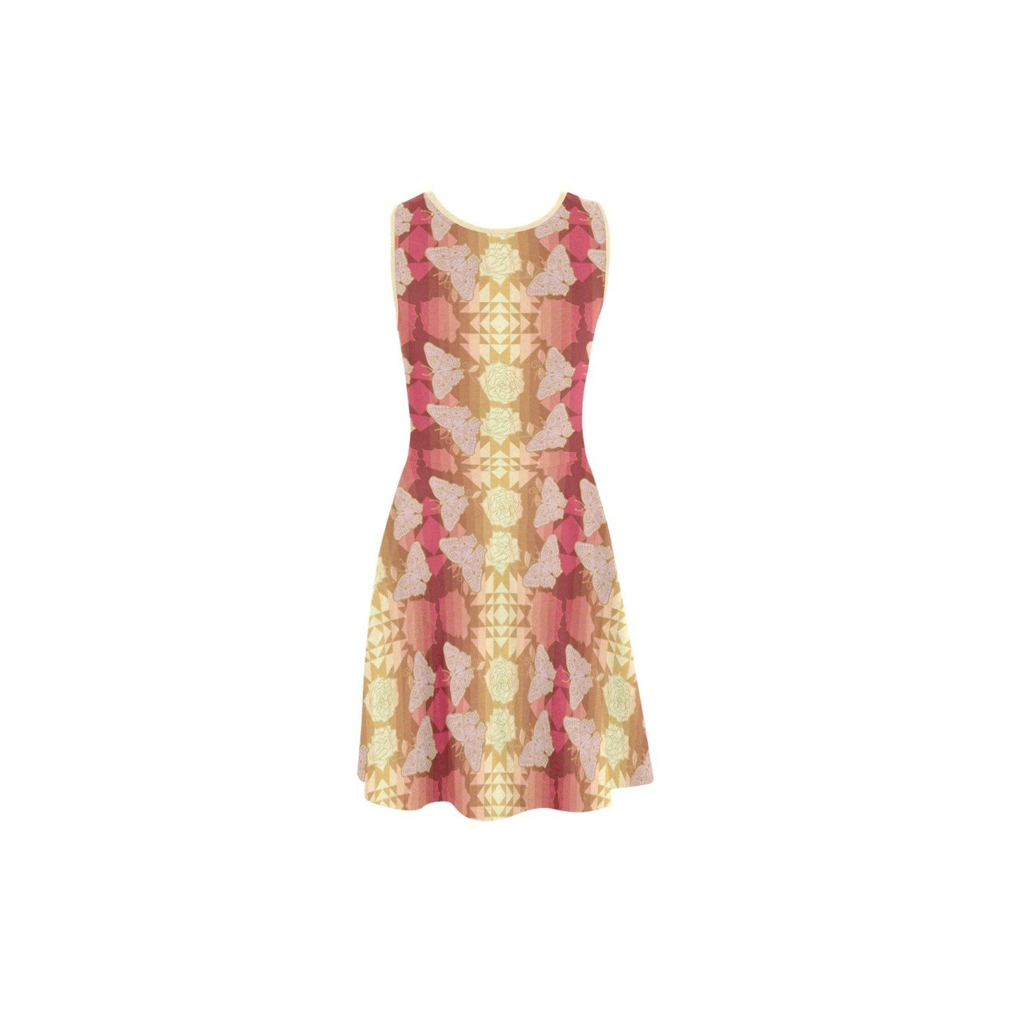 Butterfly and Roses on Geometric Atalanta Sundress (Model D04) Atalanta Sundress (D04) e-joyer