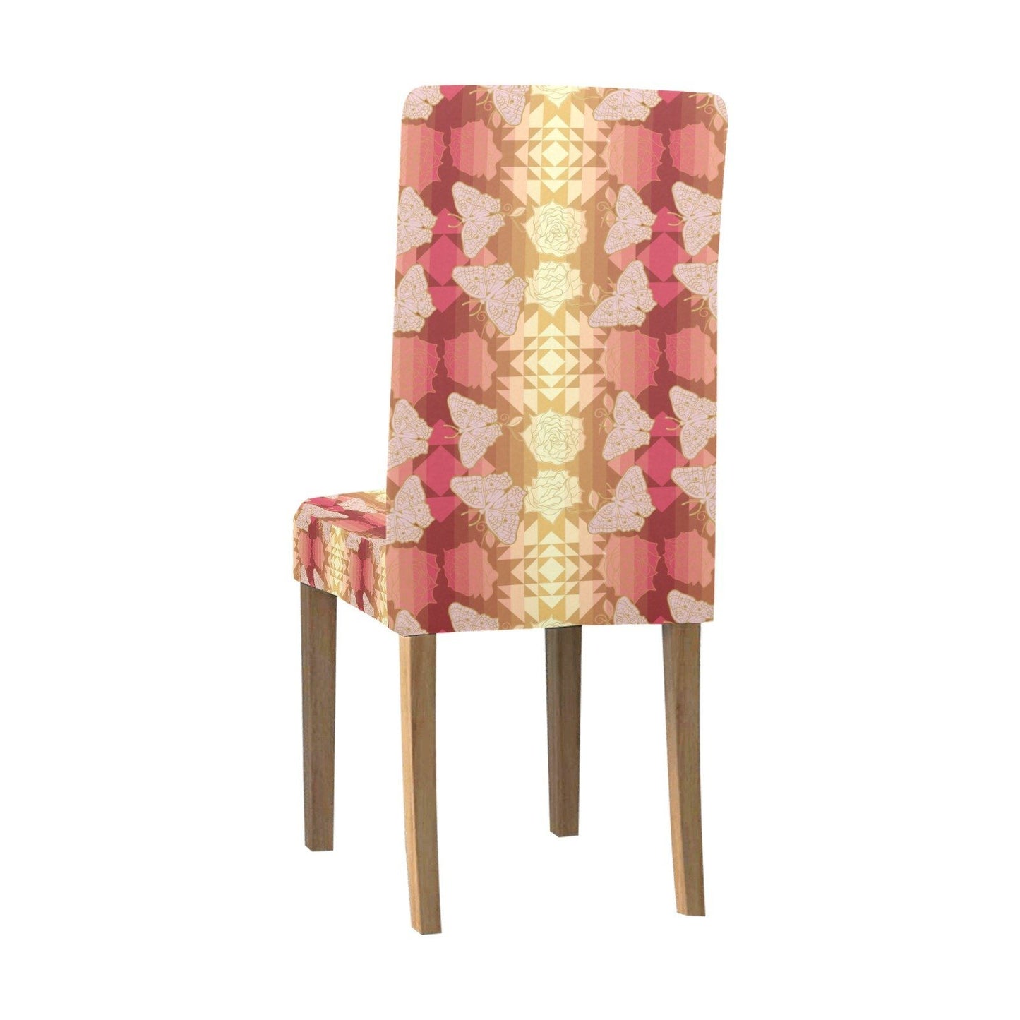 Butterfly and Roses on Geometric Chair Cover (Pack of 6) Chair Cover (Pack of 6) e-joyer