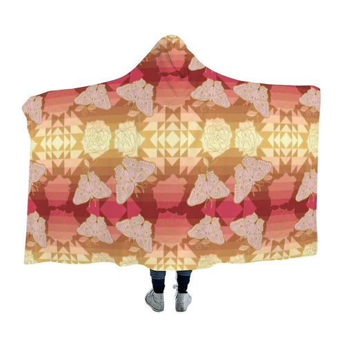 Butterfly and Roses on Geometric Hooded Blanket blanket Herman 