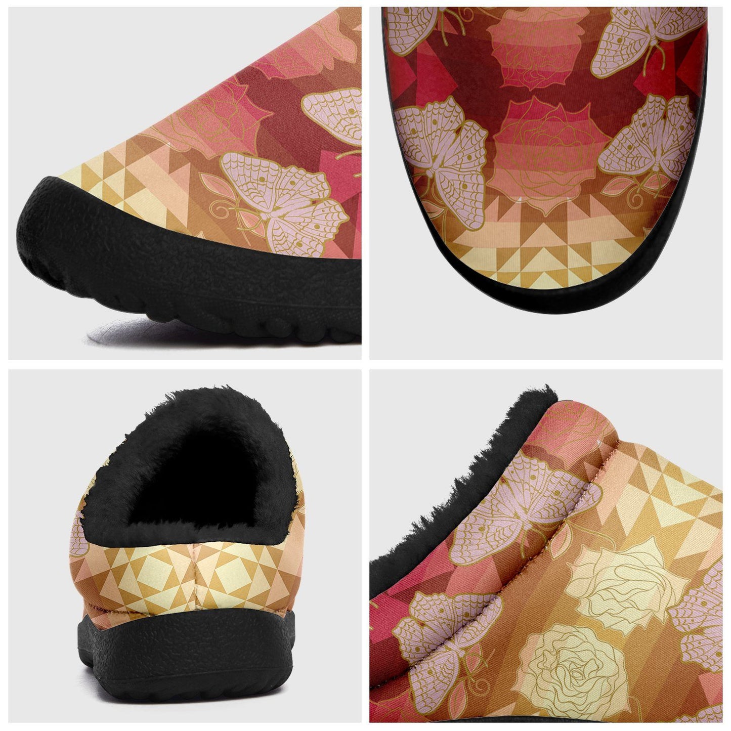 Butterfly and Roses on Geometric Ikinnii Indoor Slipper 49 Dzine