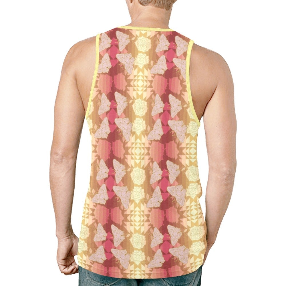 Butterfly and Roses on Geometric New All Over Print Tank Top for Men (Model T46) New All Over Print Tank Top for Men (T46) e-joyer