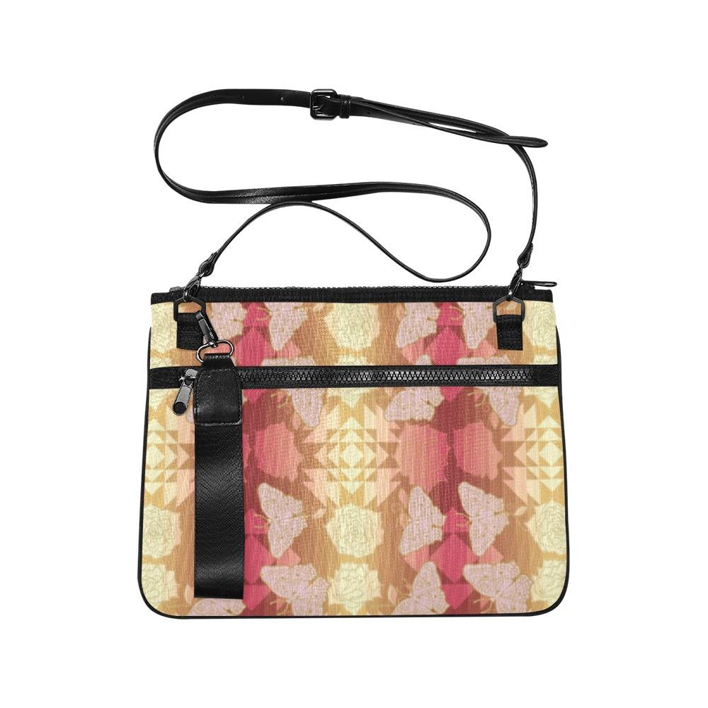 Butterfly and Roses on Geometric Slim Clutch Bag (Model 1668) Slim Clutch Bags (1668) e-joyer