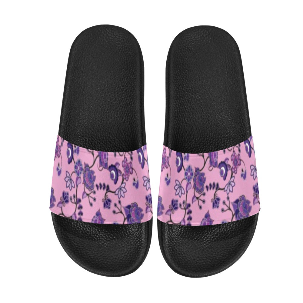 Purple Floral Amour Slide Sandals by 49 Dzine