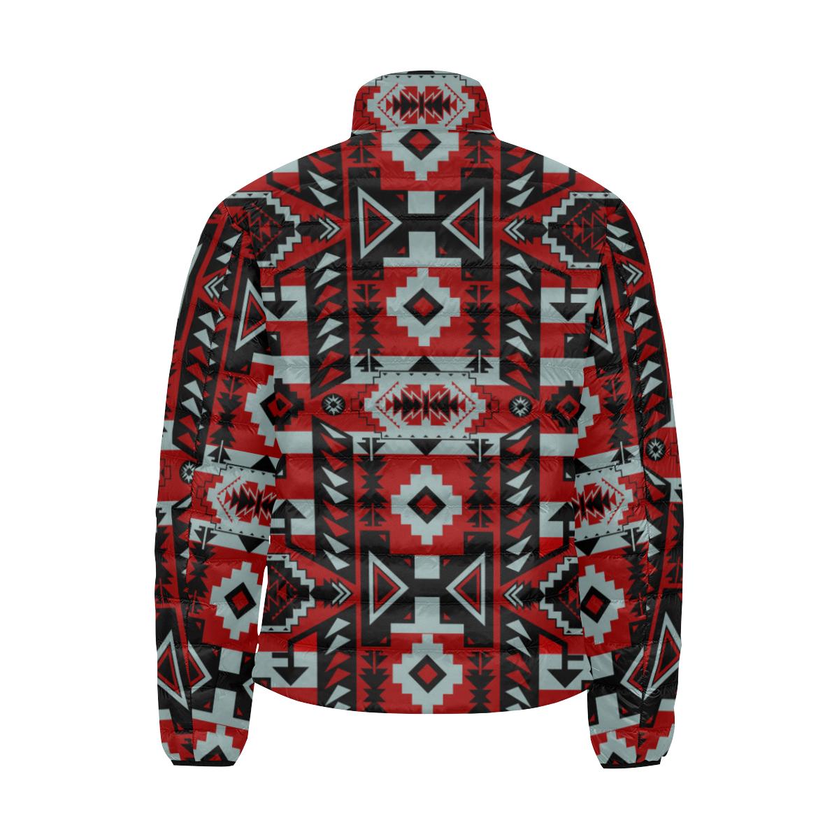 Chiefs Mountain Candy Sierra-Dark Men's Stand Collar Padded Jacket (Model H41) Men's Stand Collar Padded Jacket (H41) e-joyer