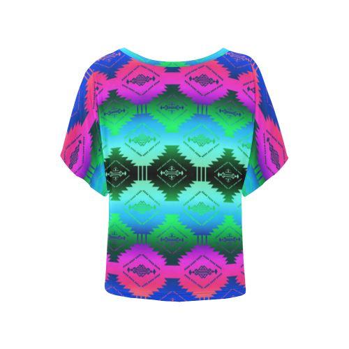 Cofitichequi Moon Shadow Women's Batwing-Sleeved Blouse T shirt (Model T44) Women's Batwing-Sleeved Blouse T shirt (T44) e-joyer