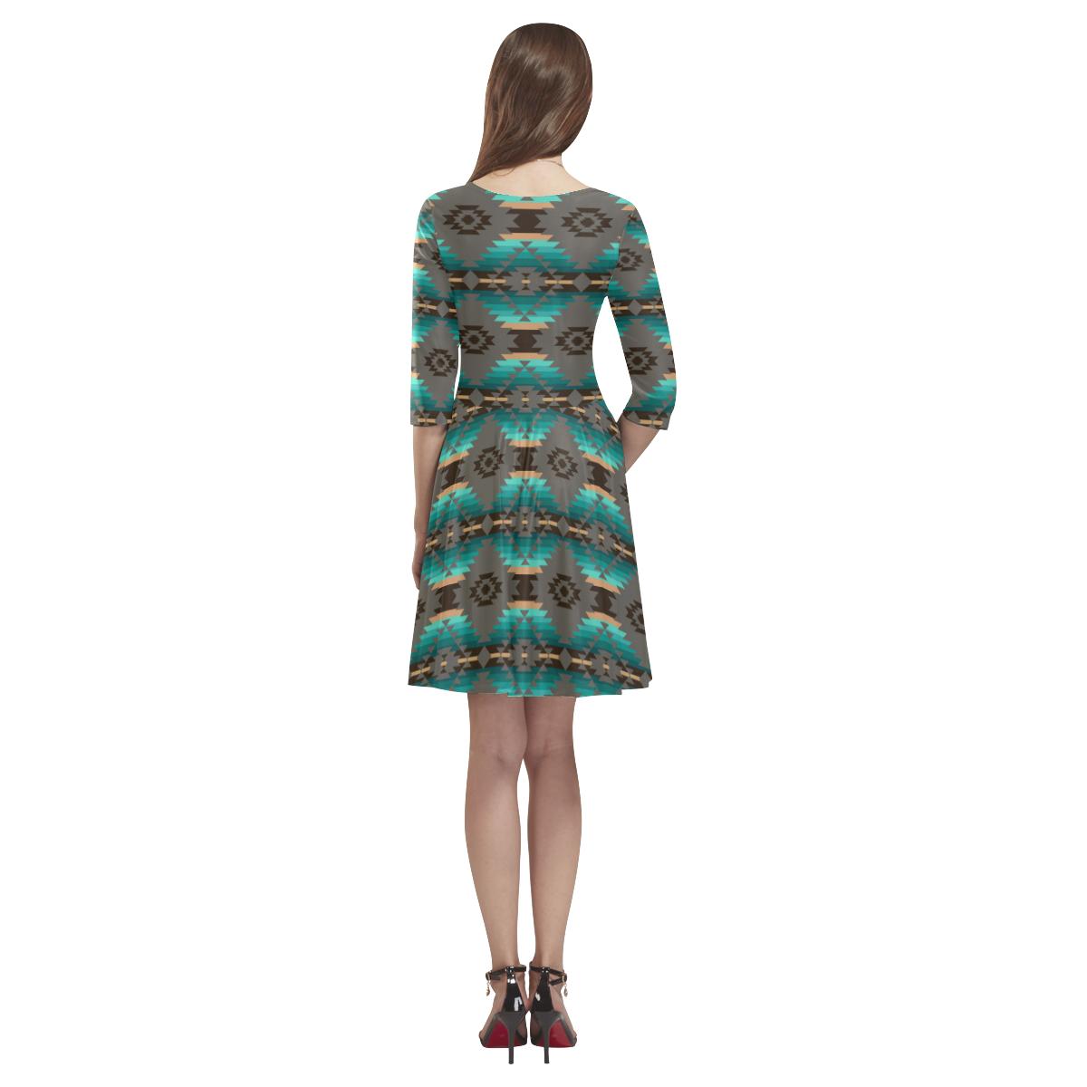 Cree Confederacy Tethys Half-Sleeve Skater Dress(Model D20) Tethys Half-Sleeve Skater Dress (D20) e-joyer
