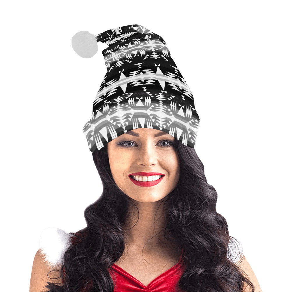 Between the Mountains Black and White Santa Hat