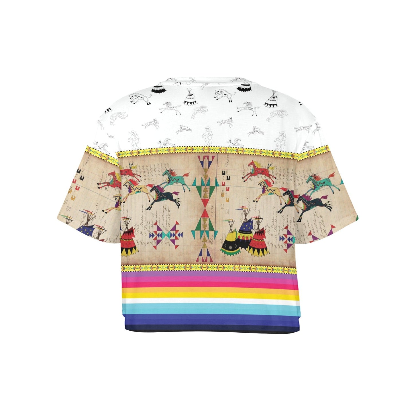 Horses Running White Clay Crop Top