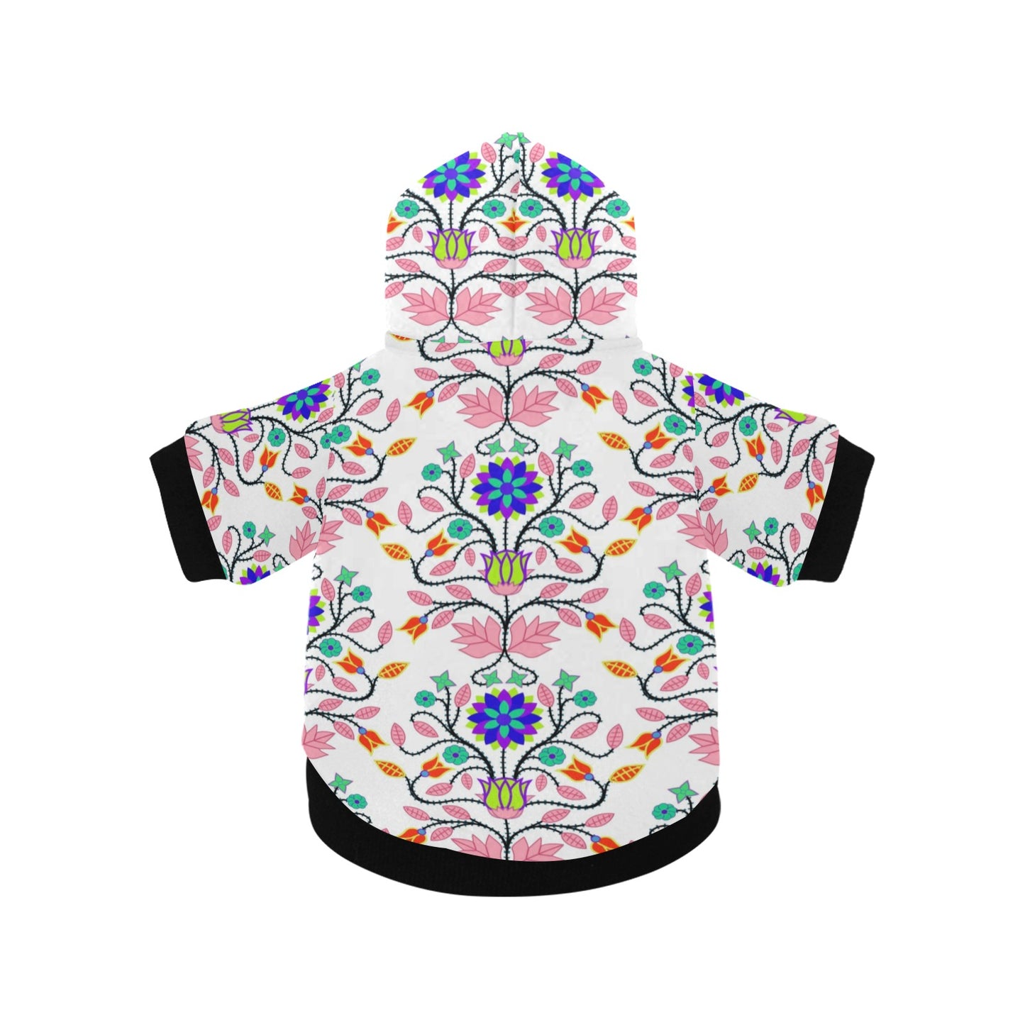 Floral Beadwork Four Clans White Pet Dog Hoodie