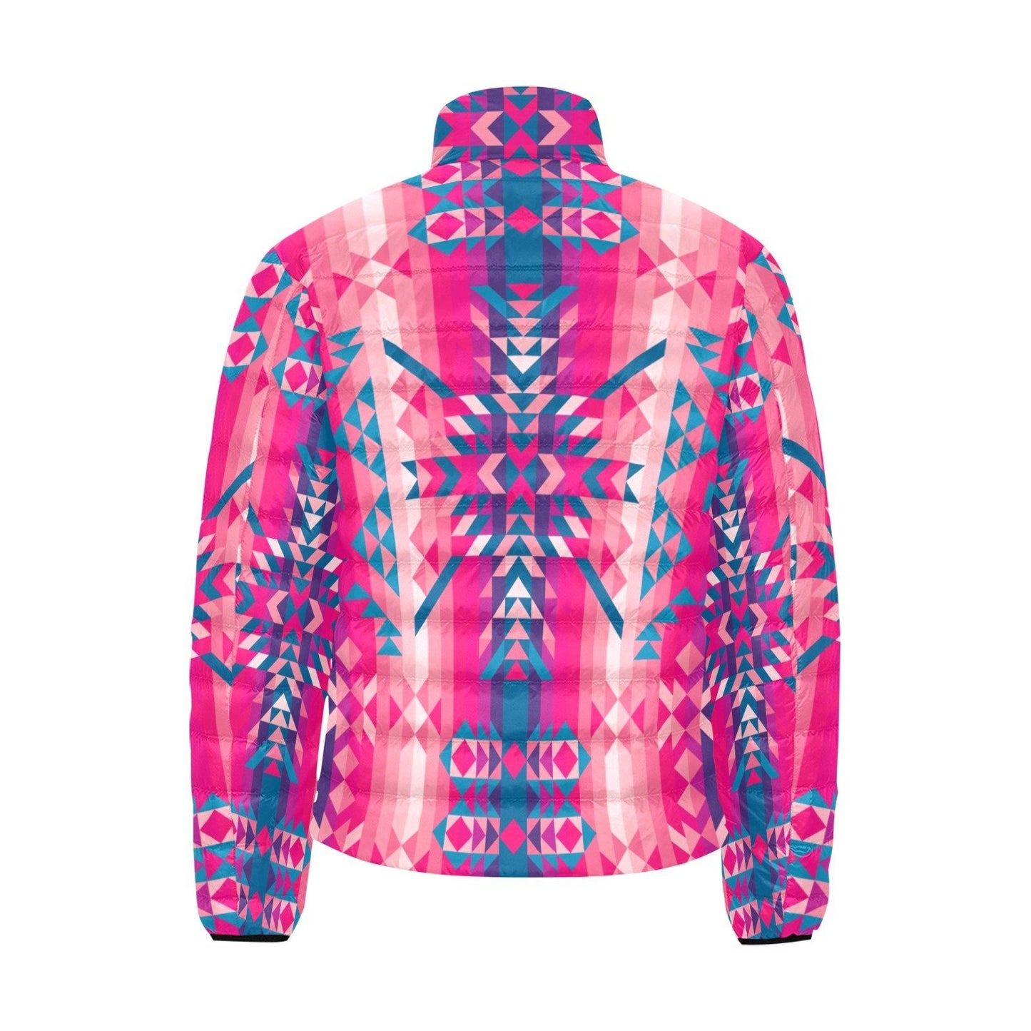 Desert Geo Blue Unisex Stand Collar Padded Jacket Men's Stand Collar Padded Jacket (H41) e-joyer