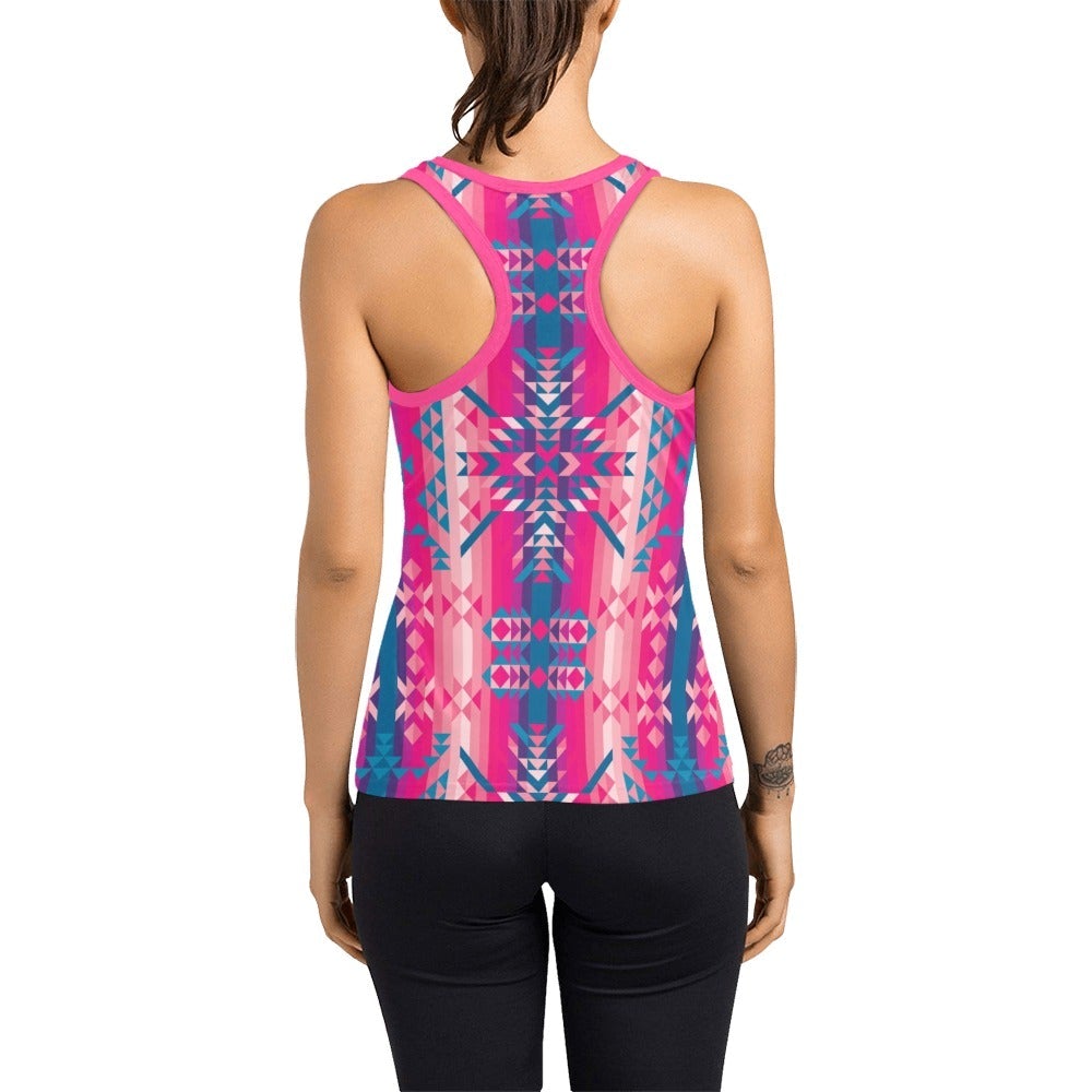 Desert Geo Blue Women's Racerback Tank Top (Model T60) Racerback Tank Top (T60) e-joyer
