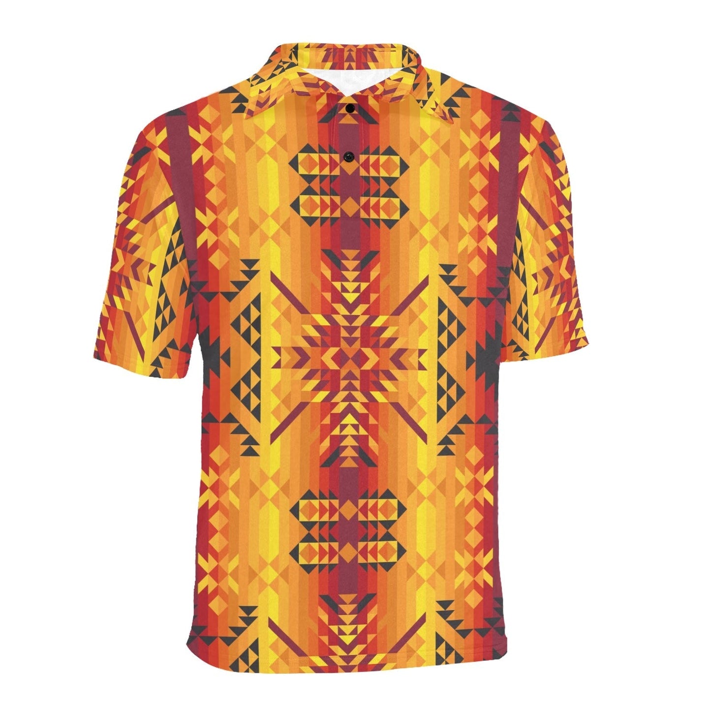 Desert Geo Yellow Red Men's All Over Print Polo Shirt (Model T55) Men's Polo Shirt (Model T55) e-joyer