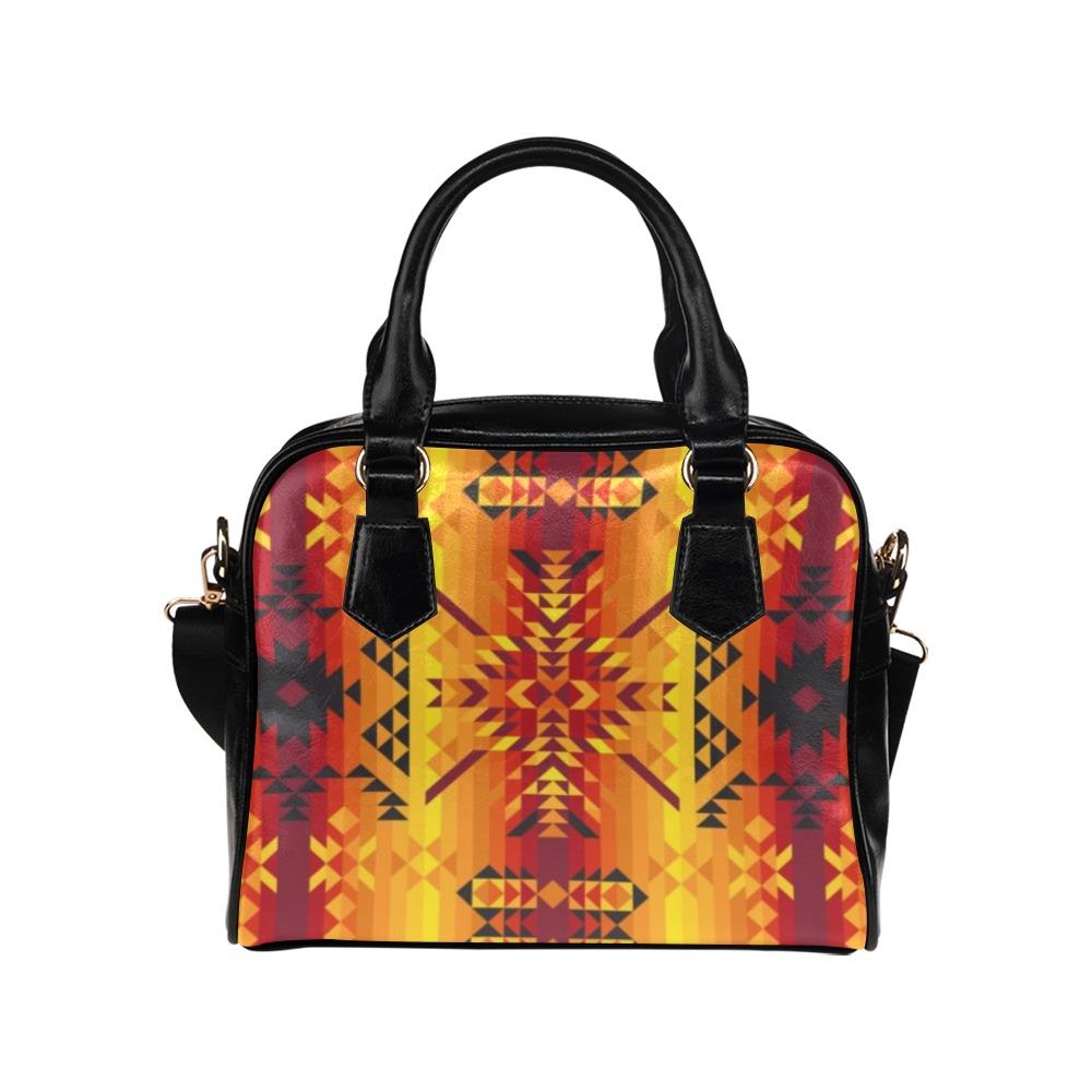 Desert Geo Yellow Red Shoulder Handbag by 49 Dzine