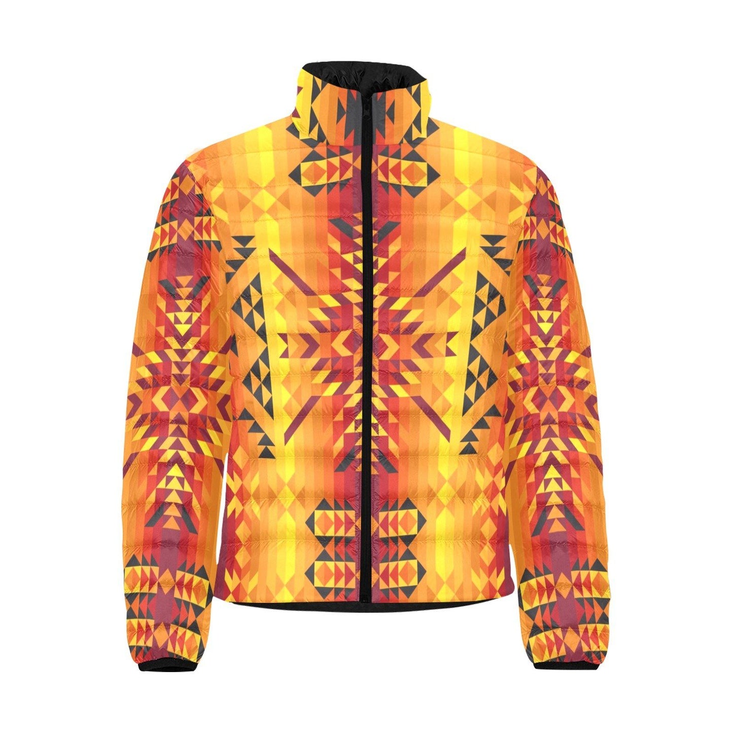 Desert Geo Yellow Red Unisex Stand Collar Padded Jacket Men's Stand Collar Padded Jacket (H41) e-joyer