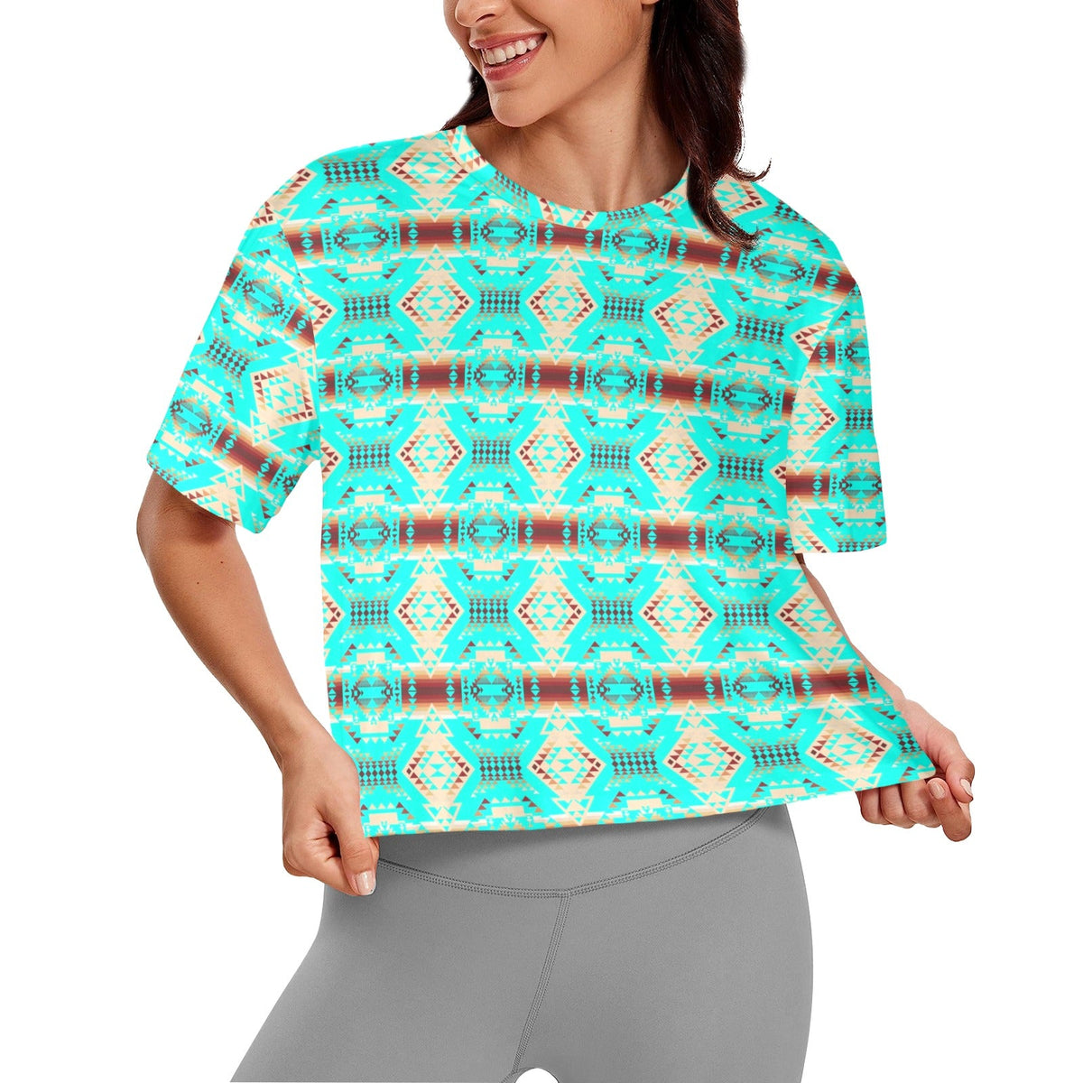 Gathering Earth Turquoise Crop Top by 49 Dzine