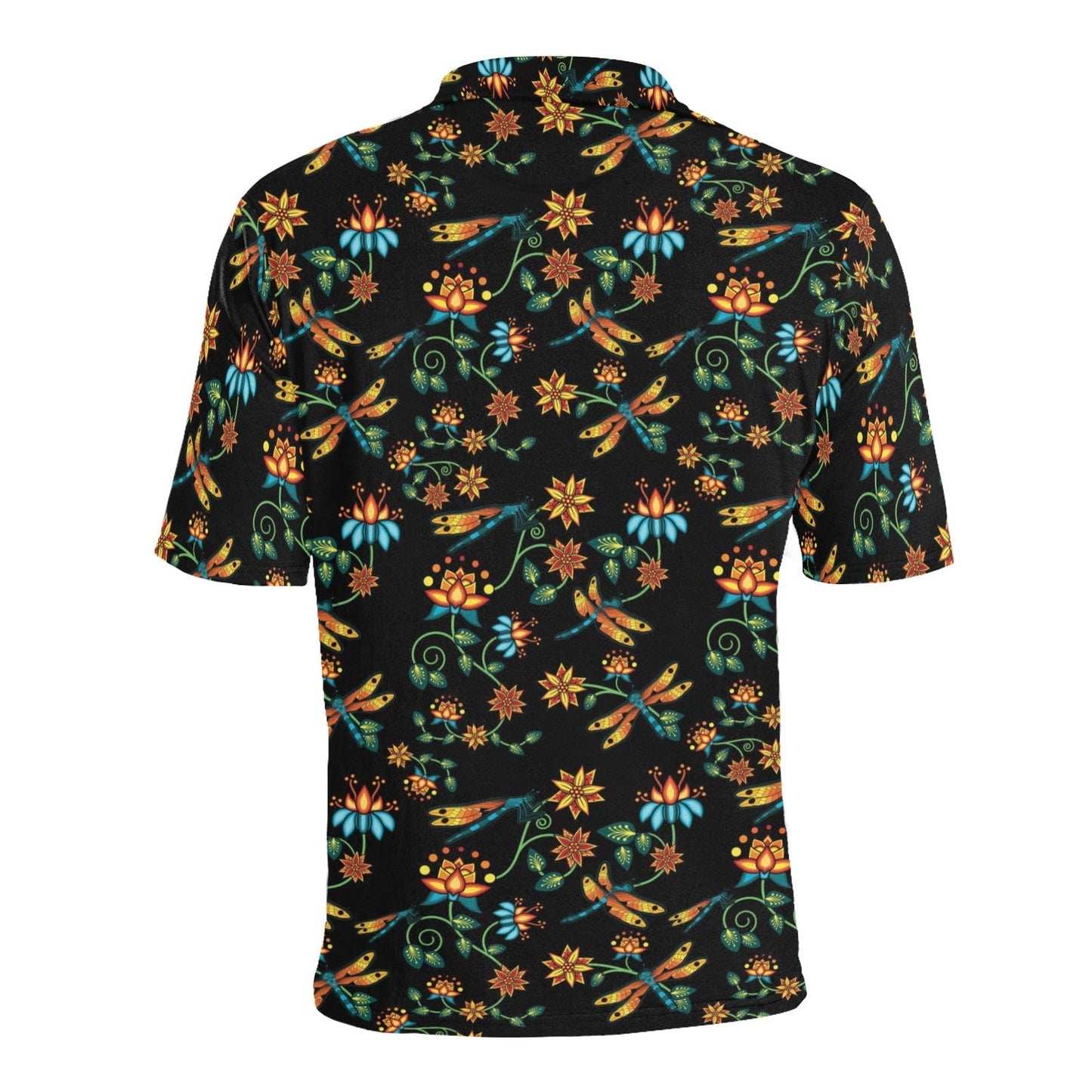 Dragon Lily Noir Men's All Over Print Polo Shirt (Model T55) Men's Polo Shirt (Model T55) e-joyer