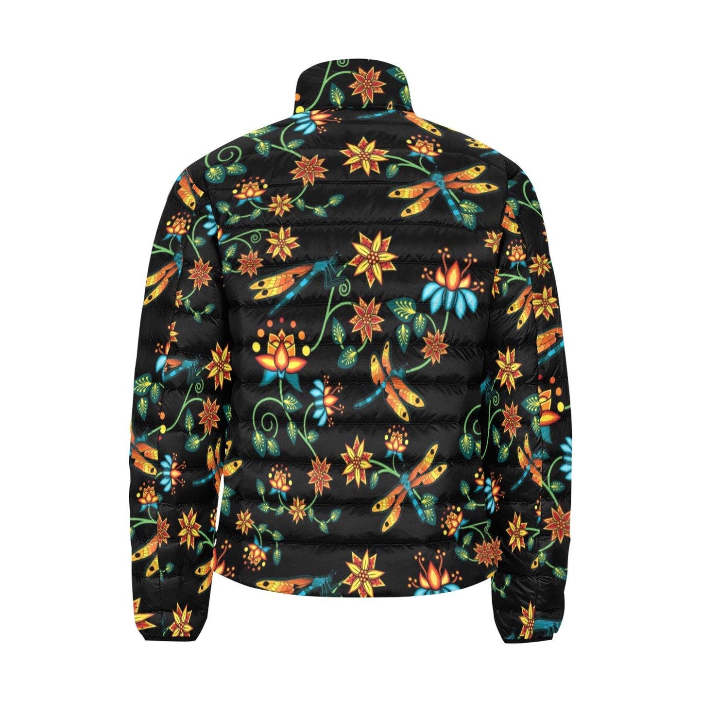 Dragon Lily Noir Men's Stand Collar Padded Jacket (Model H41) Men's Stand Collar Padded Jacket (H41) e-joyer