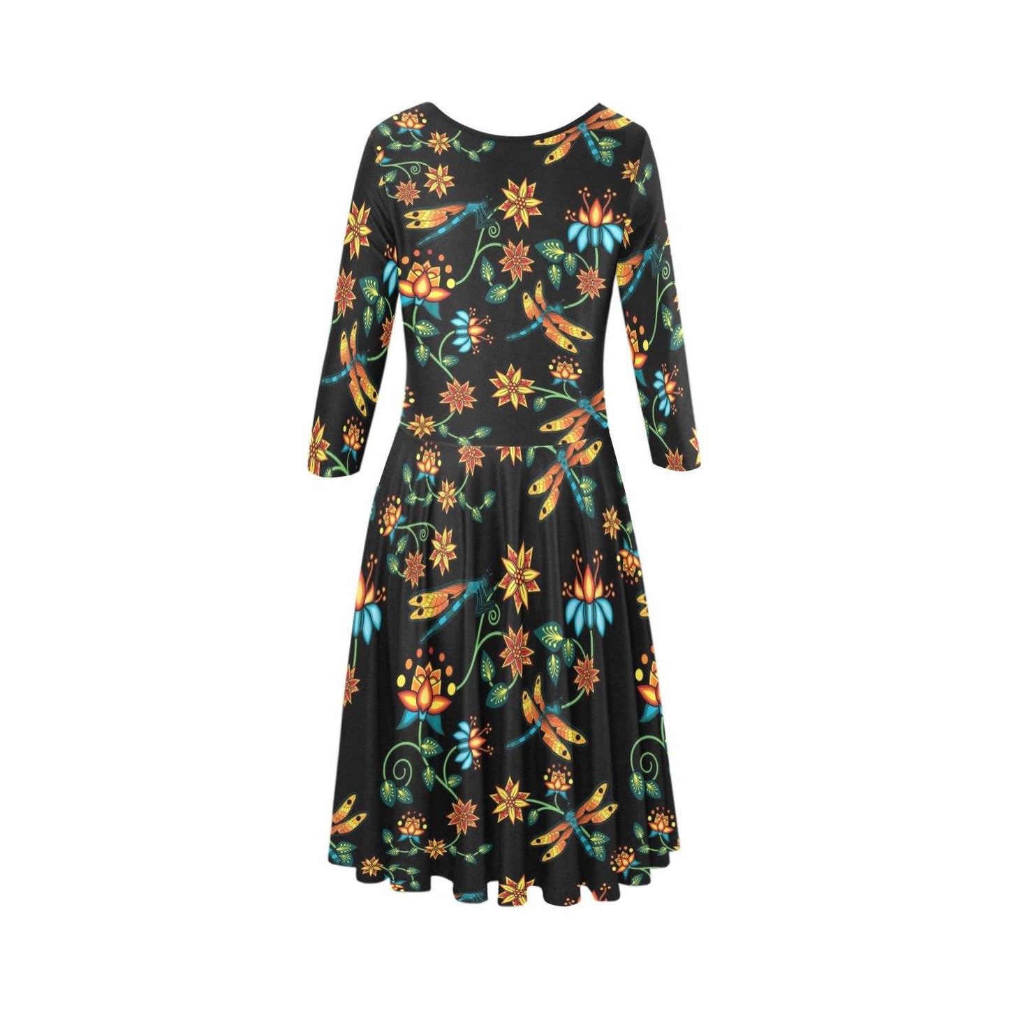 Dragon Lily Noir Tethys Half-Sleeve Skater Dress(Model D20) Tethys Half-Sleeve Skater Dress (D20) e-joyer