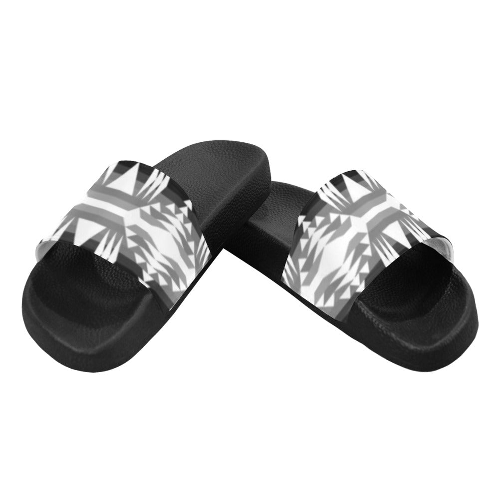 Between the Mountains Black and White Slide Sandals