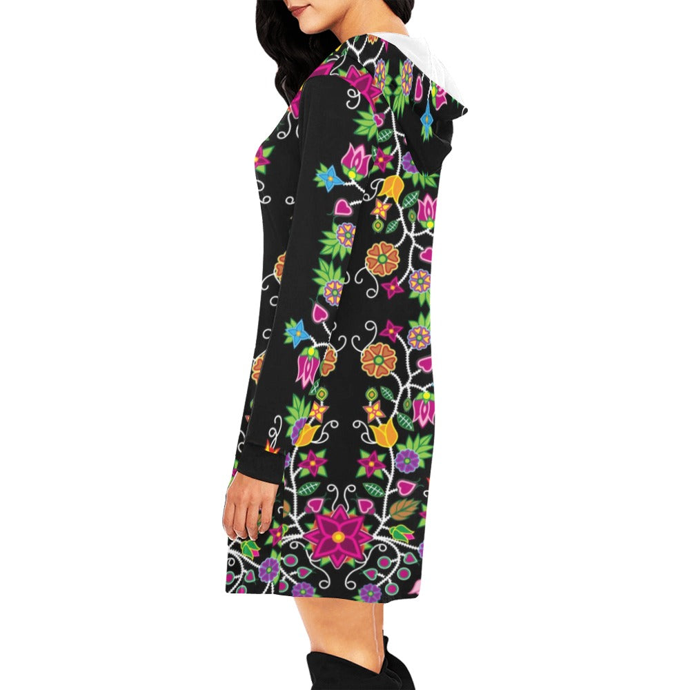 Floral Beadwork Hoodie Dress