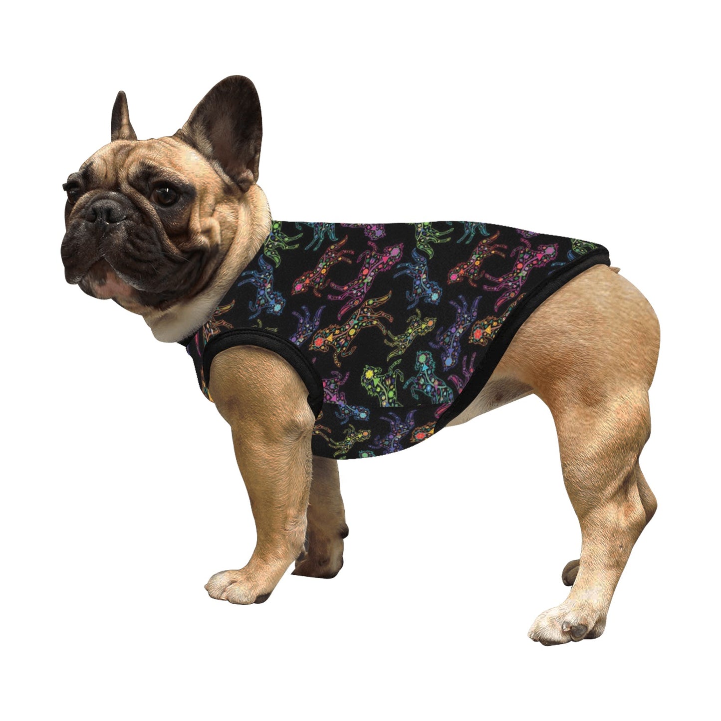 Neon Floral Horses Pet Tank Top