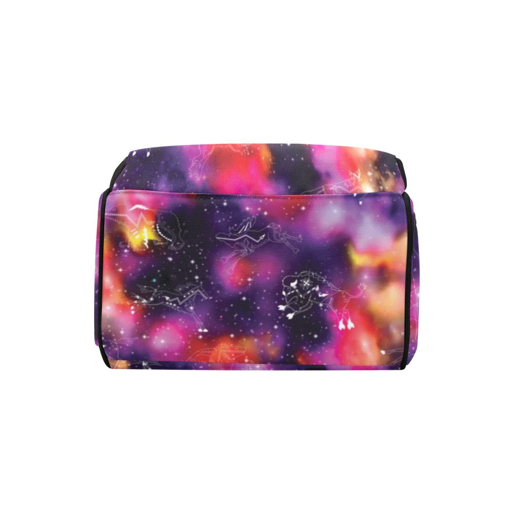 Animal Ancestors 9 Cosmic Swirl Purple and Red Multi-Function Diaper Backpack/Diaper Bag