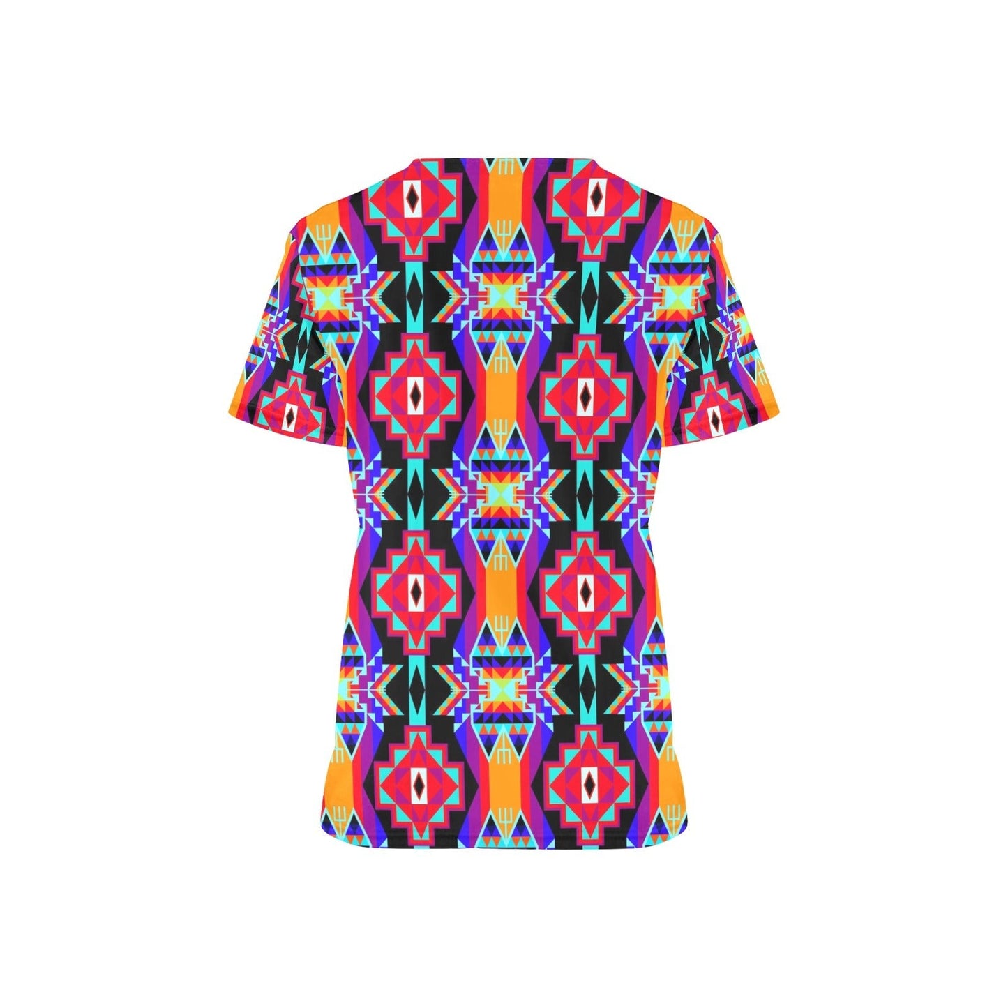 Fancy Bustle All Over Print Scrub Top Scrub Top e-joyer