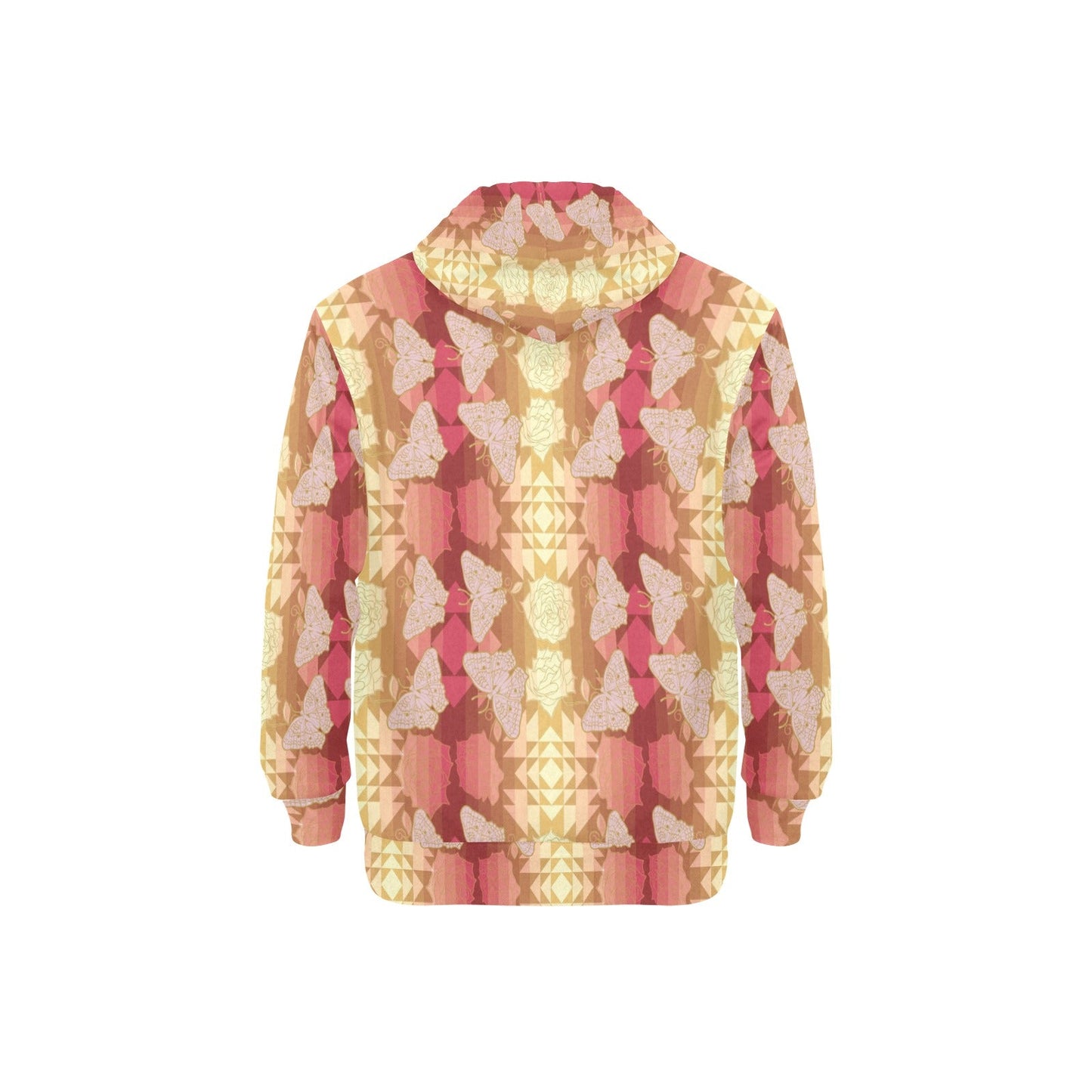 Butterfly and Roses on Geometric Men's Long Sleeve Fleece Hoodie