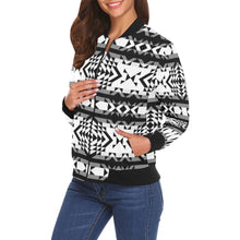 Load image into Gallery viewer, Black Rose Blizzard Bomber Jacket for Women
