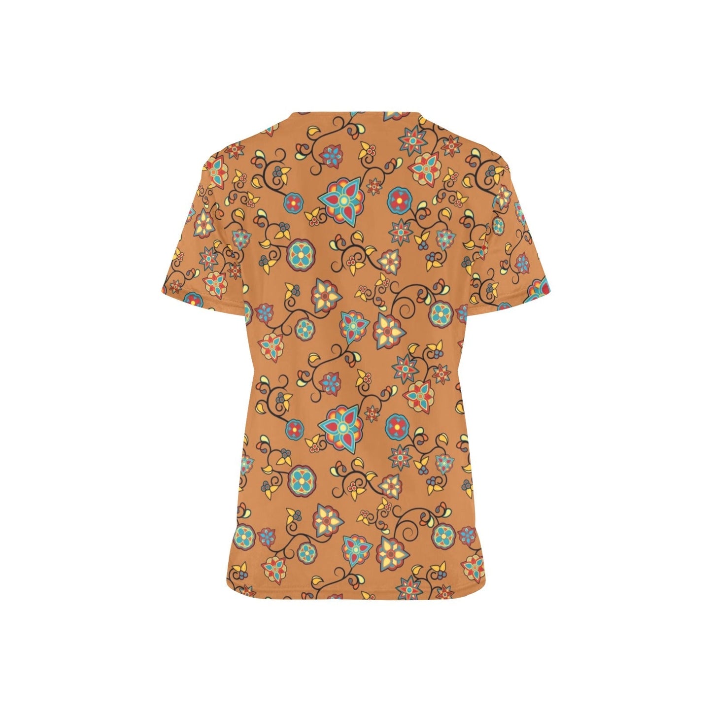 Fire Bloom Light All Over Print Scrub Top Scrub Top e-joyer