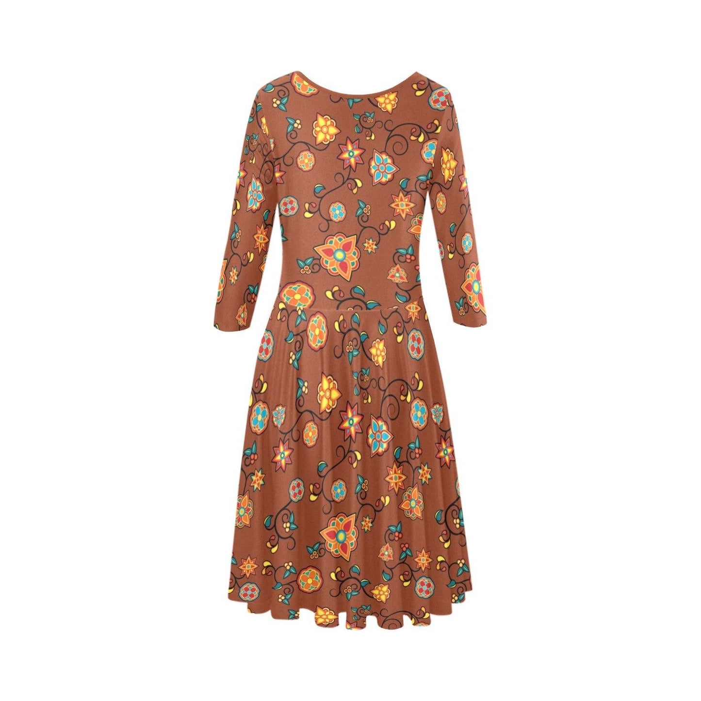 Fire Bloom Shade Tethys Half-Sleeve Skater Dress(Model D20) Tethys Half-Sleeve Skater Dress (D20) e-joyer