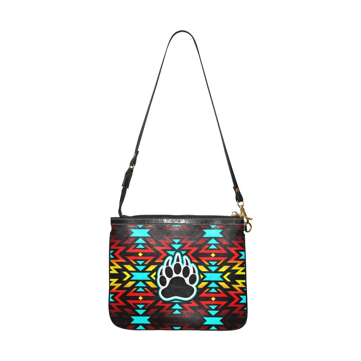 Fire Colors and Turquoise Bearpaw Small Shoulder Bag (Model 1710) Small Shoulder Bag (1710) e-joyer