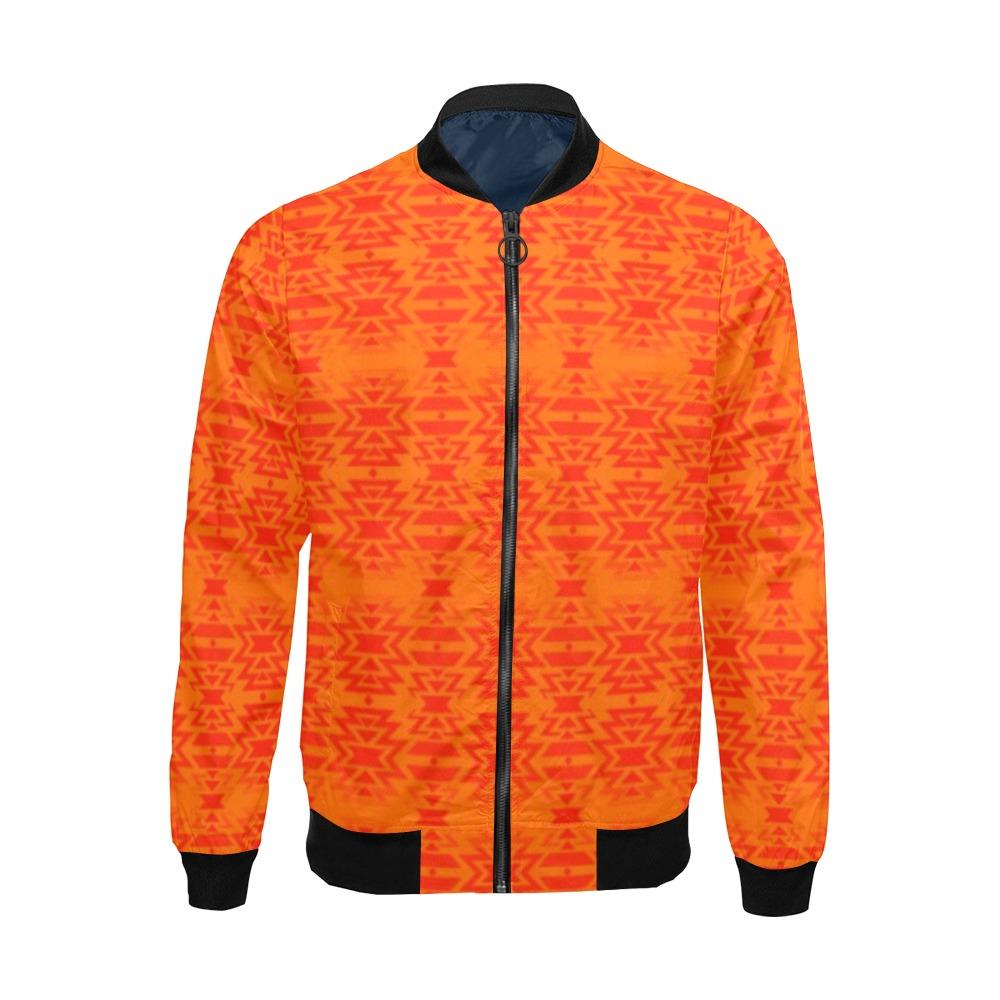 Fire Colors and Turquoise Orange Feather Directions All Over Print Bomber Jacket for Men (Model H19) All Over Print Bomber Jacket for Men (H19) e-joyer