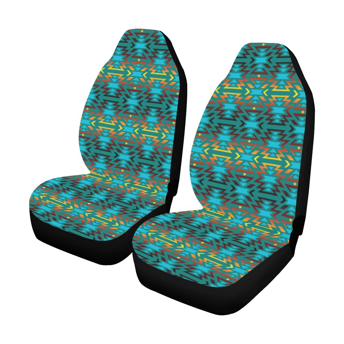 Fire Colors and Turquoise Teal Car Seat Covers (Set of 2) Car Seat Covers e-joyer