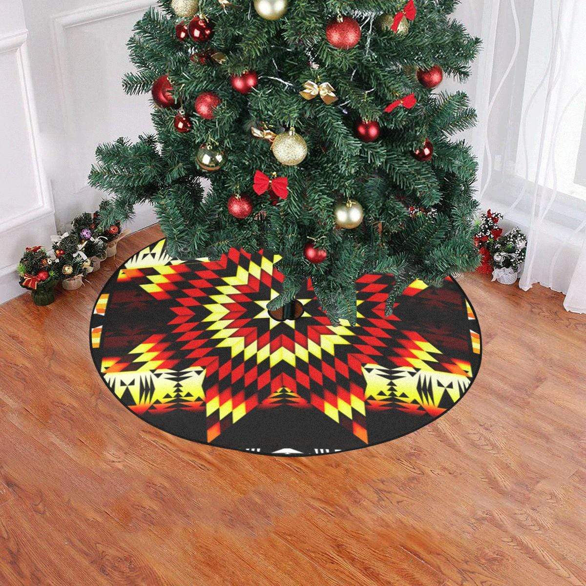 Fire Colors Christmas Tree Skirt 47" x 47" Christmas Tree Skirt e-joyer
