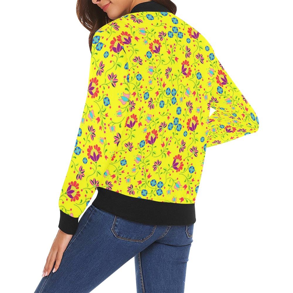 Fleur Indigine Mais All Over Print Bomber Jacket for Women (Model H19) All Over Print Bomber Jacket for Women (H19) e-joyer