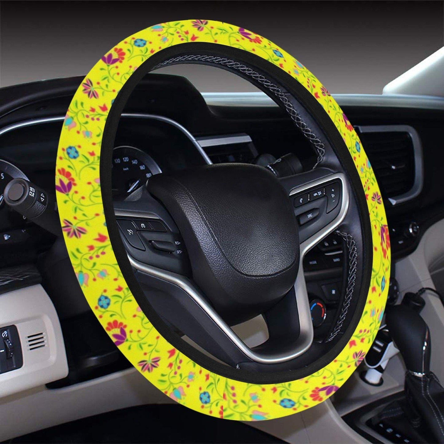 Fleur Indigine Mais Steering Wheel Cover with Elastic Edge Steering Wheel Cover with Elastic Edge e-joyer