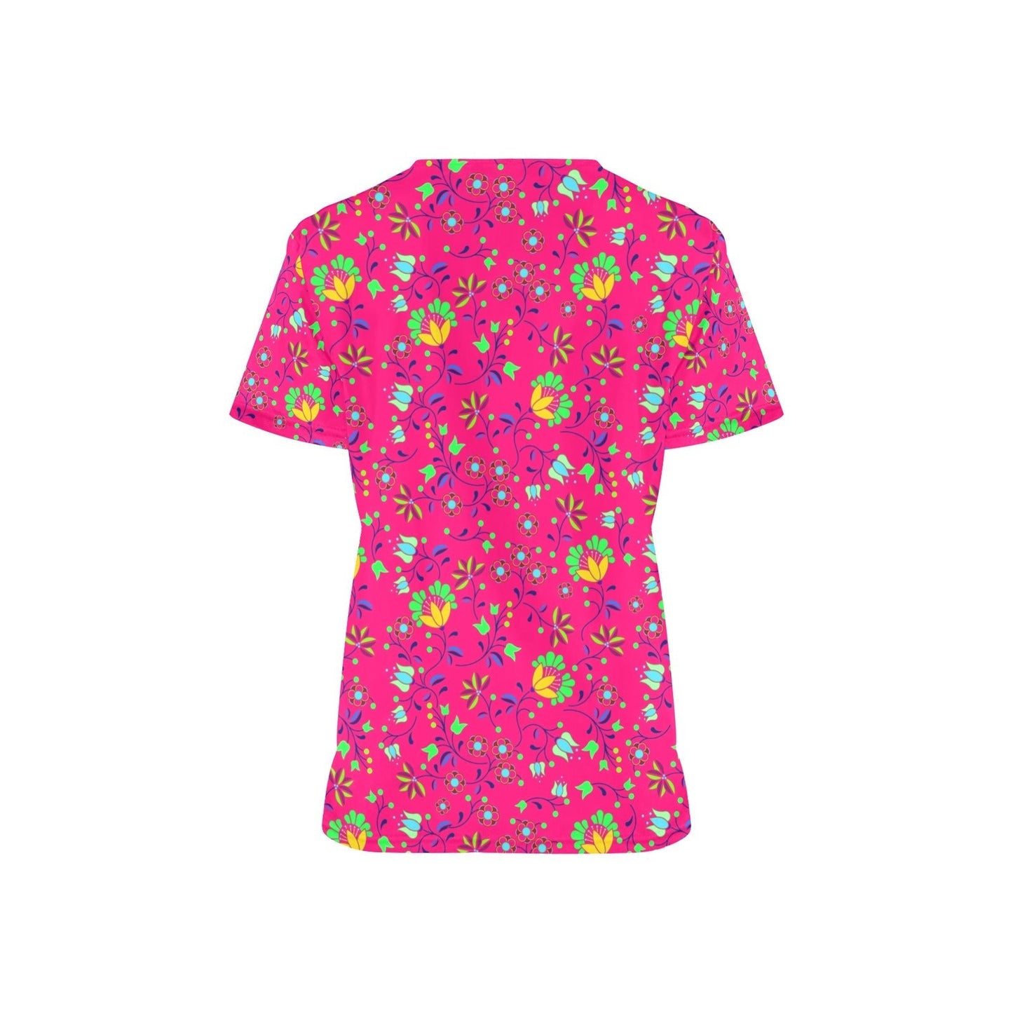 Fleur Indigine Rouge All Over Print Scrub Top Scrub Top e-joyer