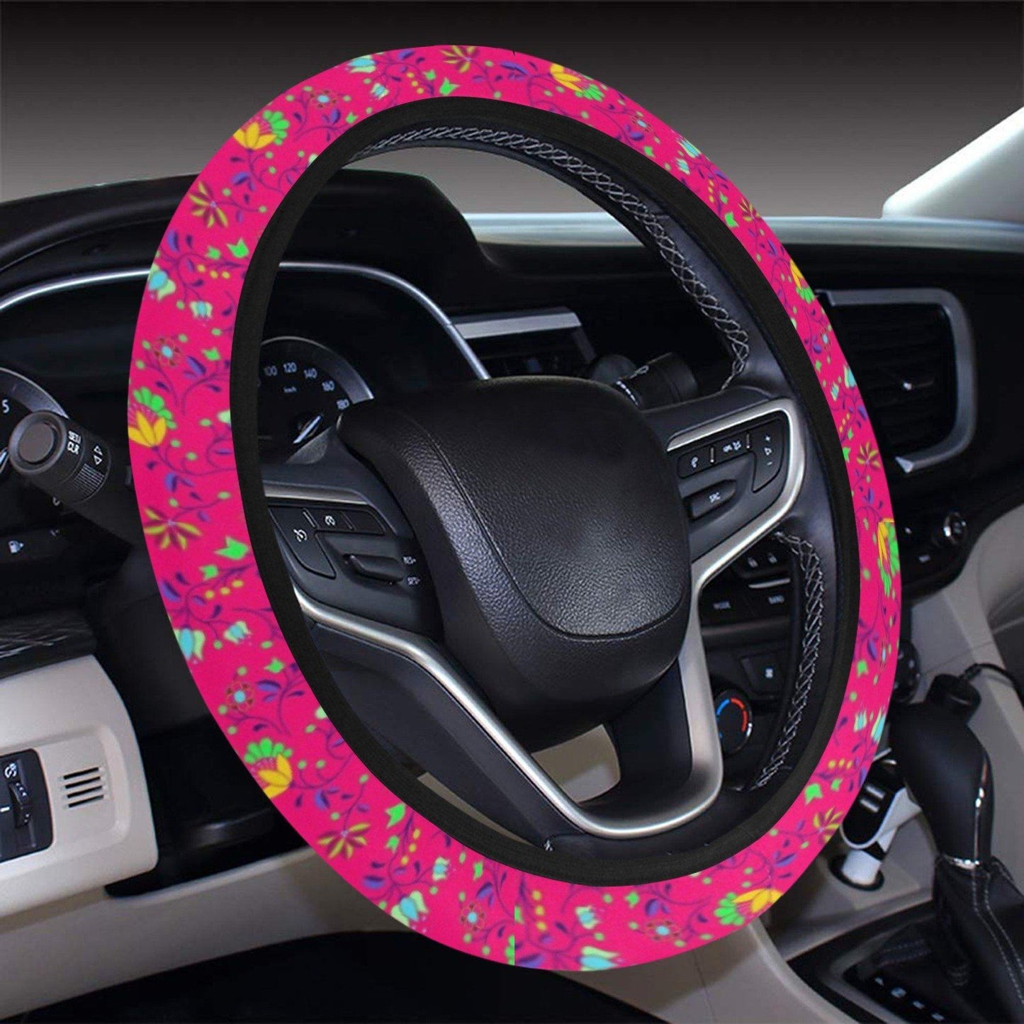 Fleur Indigine Rouge Steering Wheel Cover with Elastic Edge Steering Wheel Cover with Elastic Edge e-joyer